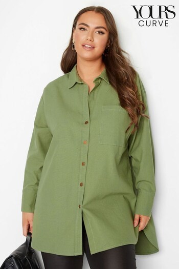 Yours Curve Green Limited Contrast Oversized Shacket (R61101) | £15.50