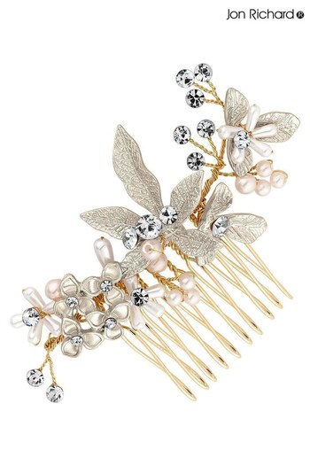 Jon Richard Gold Layla Gold Plated Soft Leaf Comb - Gift Pouch (R61553) | £35