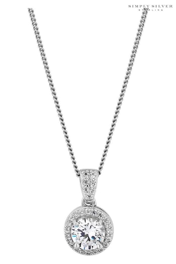 Simply Silver Sterling Silver 925 White Cubic Zirconia Clara Short Pendant Necklace (R61738) | £30