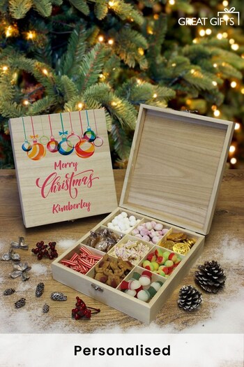 Personalised Merry Christmas  Wooden Sweet Box by Great Gifts (R63476) | £32