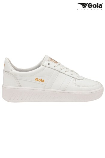 Gola White Grandslam Leather Lace-Up Trainers (R63579) | £90