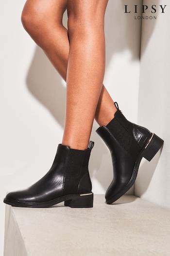 Lipsy Black Flat PU Chelsea Boot (R64159) | £49