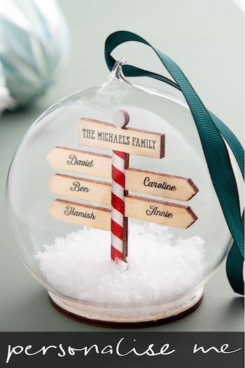 Personalised Family Christmas Sign Post Bauble by No Ordinary Gift (R64251) | £33