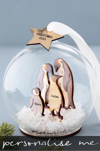 Personalised 3D Wooden Penguin Family Bauble by No Ordinary Gift (R64254) | £35