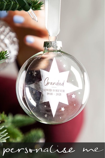 Personalised Star Foiled Memorial Bauble by No Ordinary Gift (R64264) | £30