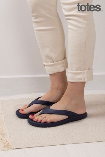 Totes Navy Solbounce Ladies Toe Post Flip Flop Sandals (R64683) | £18