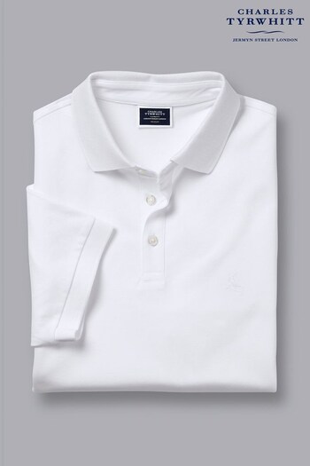 Charles Tyrwhitt White Short Sleeve Pique Polo Shirt (R64760) | £55