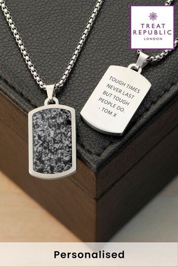 Personalised Men's Snowflake Obsidian Dog Tag Necklace  by Treat Republic (R64888) | £29