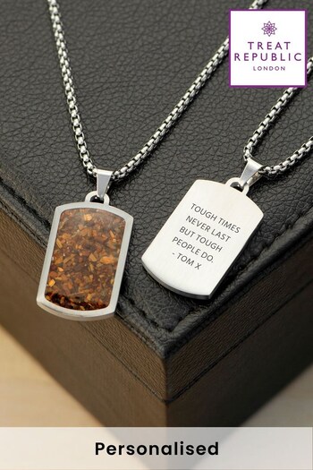 Personalised Men's Tiger's Eye Dog Tag Necklace  by Treat Republic (R65107) | £29