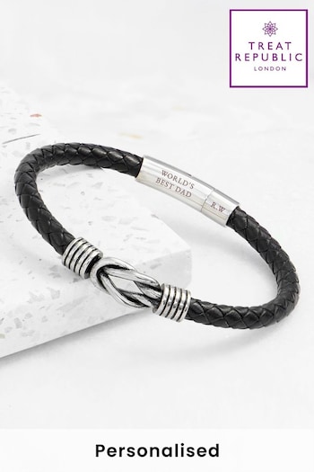 Personalised Men's Infinity Knot Leather Bracelet  by Treat Republic (R65207) | £32