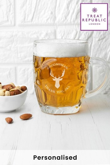 Personalised Stag Dimpled Beer Glass  by Treat Republic (R65583) | £19.99