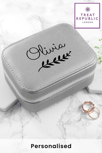 Personalised Wreath Silver Travel Jewellery Case  by Treat Republic (R65661) | £27