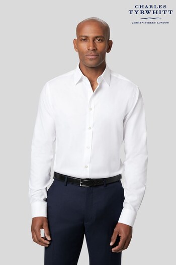 Charles Tyrwhitt White Twill Slim Fit Single Cuff Shirt (R66219) | £60