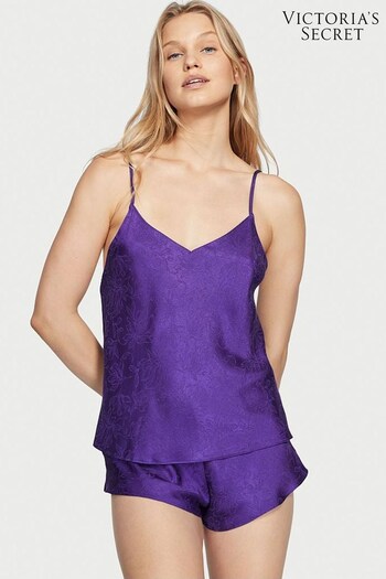 Victoria's Secret Brilliant Purple Draped Back Satin Cami Set (R66925) | £45