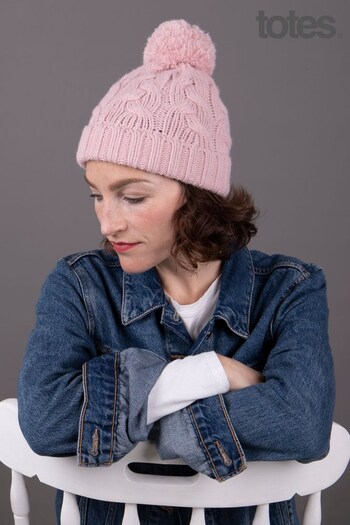 Totes Pink Knitted Cable Hat (R66933) | £15