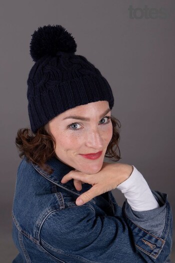Totes Navy Knitted Cable Hat (R66934) | £15