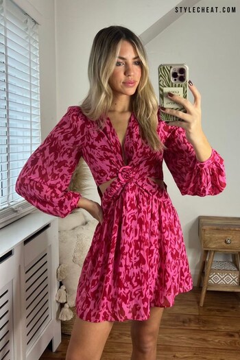 Style Cheat Pink Tasha Cut Out Mini Dress (R67633) | £55