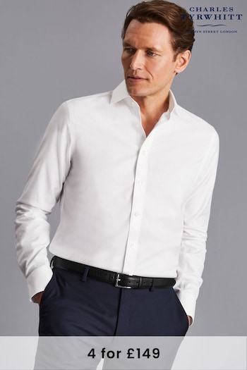 Charles Tyrwhitt White Non Iron Twill Cutaway Slim Fit Shirt (R69097) | £60