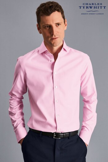 Charles Tyrwhitt Pink Non Iron Twill Cutaway Slim Fit Shirt (R69098) | £60