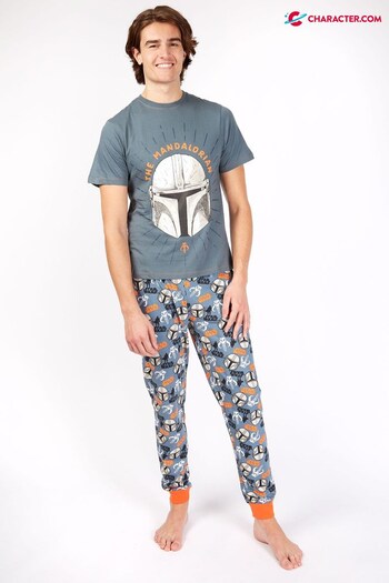 Character Grey Mens Disney Star Wars Mandalorian Pyjamas (R69344) | £25