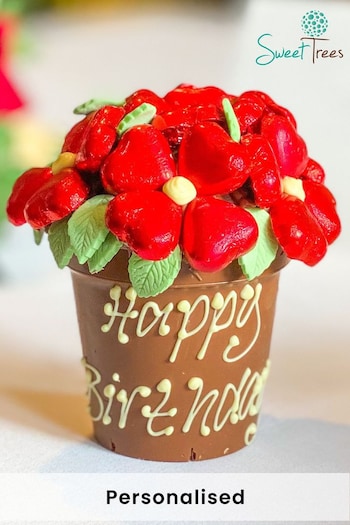 Personalised Belgian Chocolate Red Smash Flower Pot - Regular by Sweet Trees (R69824) | £30