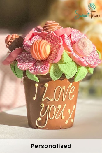 Personalised Belgian Chocolate Pink Smash Flower Pot- Regular by Sweet Trees (R69825) | £30