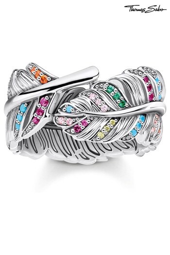 Thomas Sabo Silver Colourful Feather Ring (R71082) | £198