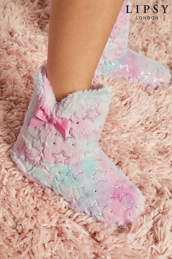 Lipsy Pink Faux Fur Pom Bootie Slippers (R71162) | £15 - £19