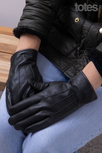 Totes Black 3 Point Smartouch Leather Glove (R71181) | £20