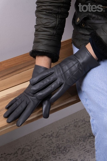 Totes doughnut Grey 3 Point Smartouch Leather Glove (R71185) | £20