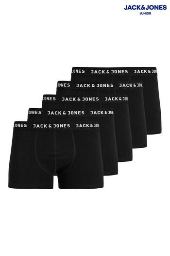 JACK & JONES JUNIOR Black 5 Pack Trunks (R71696) | £30
