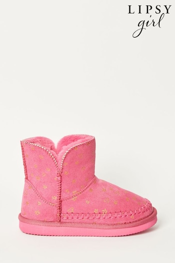 Lipsy Pink Heart Bootie Slippers (R71706) | £20 - £24