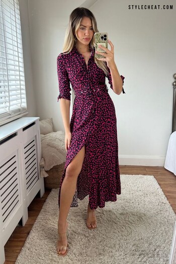 Style Cheat Pink Leopard Daphne Shirt Dress (R71730) | £58