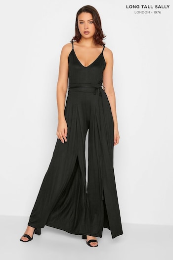 Long Tall Sally Black Strappy Jumpsuit With Leg Split (R72166) | £39