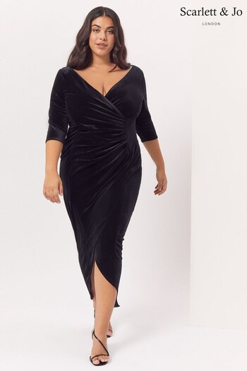 Scarlett & Jo Black Curve Velvet Maxi Bodycon Dress (R72386) | £80