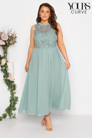 Yours Curve Sage London Occasion Lace Maxi Dress (R72715) | £75