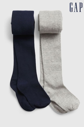 Gap Blue Kids Solid Cotton Tights (2-Pack) (R72834) | £10