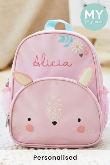Personalised Mini Pink Bunny Backpack by My 1st Years (R73036) | £30