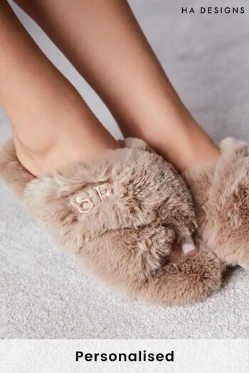 Personalised Fluffy Slippers by HA Design (R73129) | £35