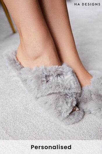 Personalised Fluffy Slippers by HA Design (R73131) | £35