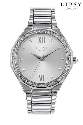 Lipsy Silver Diamante Face Watch (R73237) | £45