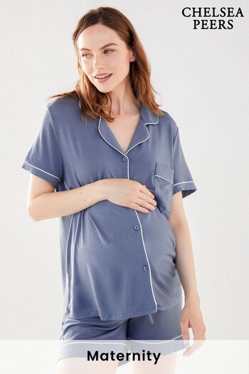 Chelsea Peers Grey Maternity Modal Regular Button Up Short Pyjama Set (R73490) | £38