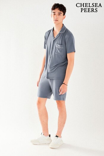Chelsea Peers Grey Men's Modal Regular Short Button Up Pyjama Set (R73546) | £40