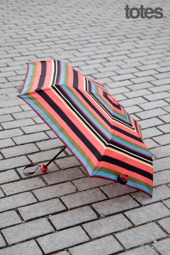 Totes crinkled Pink Stripe Print Eco Supermini Umbrella (R73822) | £14