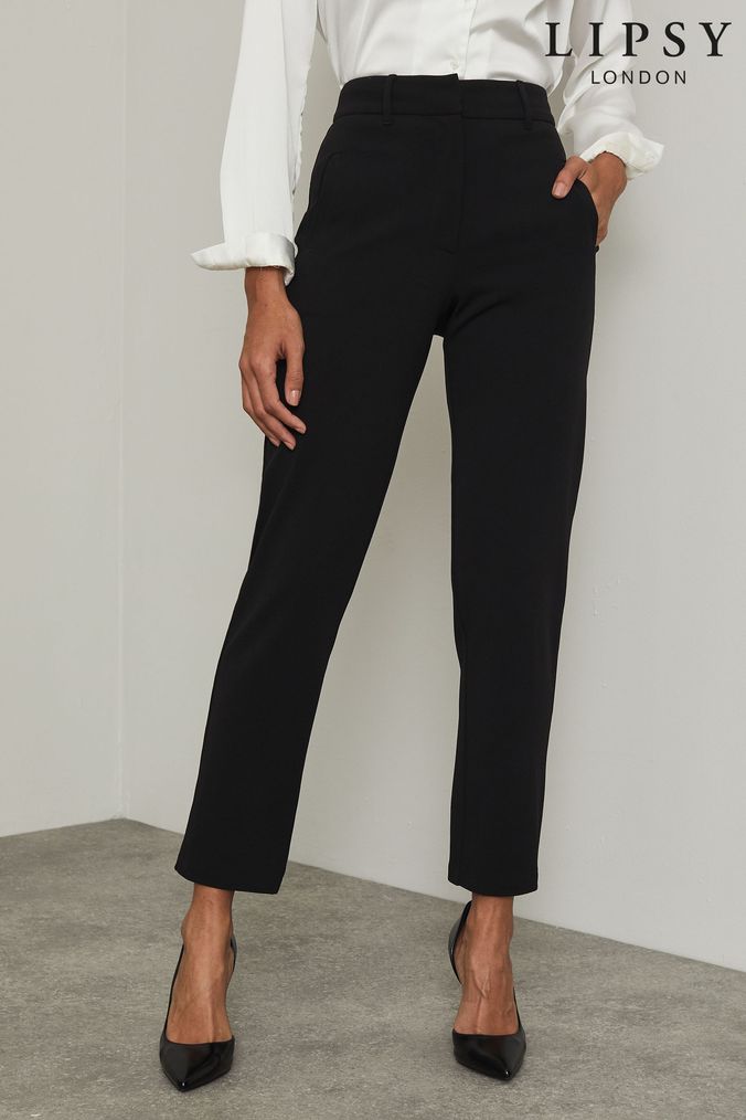 High waisted hot sale black tapered trousers