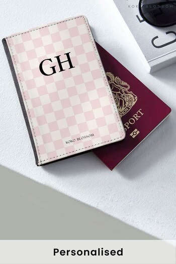 Personalised Check  Passport Cover by  Koko Blossom (R74312) | £20