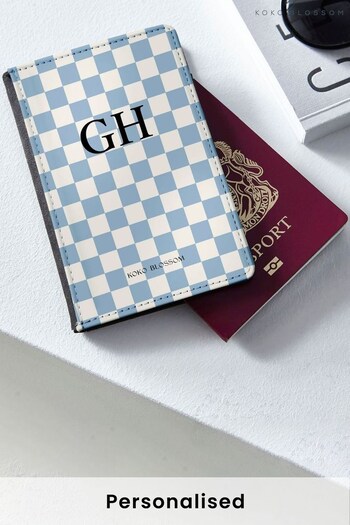 Personalised Check  Passport Cover by  Koko Blossom (R74317) | £20
