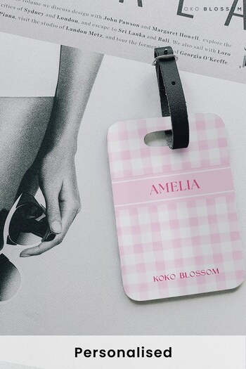 Personalised Pink Gingham Luggage Tag by  Koko Blossom (R74333) | £14