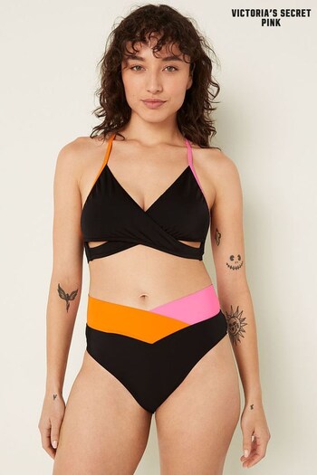 Victoria's Secret PINK Radiant Rose Pink Colour Block Halter Push Up Triangle Halterneck Bikini Top (R74630) | £26