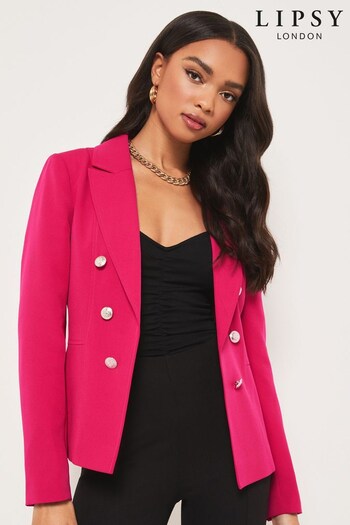 Lipsy Hot Pink Military Tailored Button Blazer (R75019) | £67